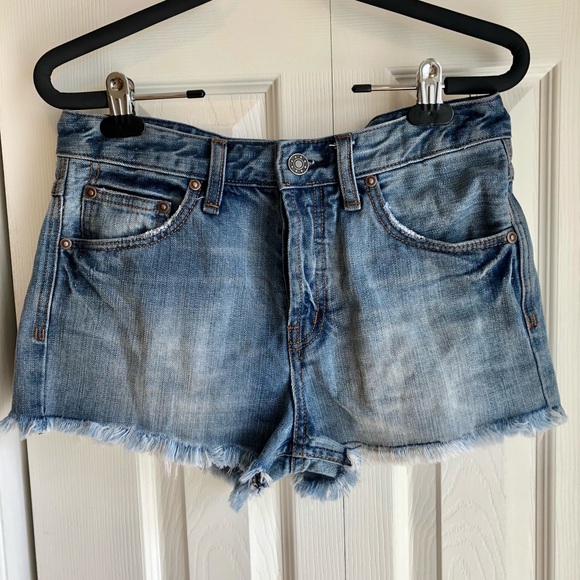 Free People High Rise Raw Hem Jean Shorts - Picture 6 of 14